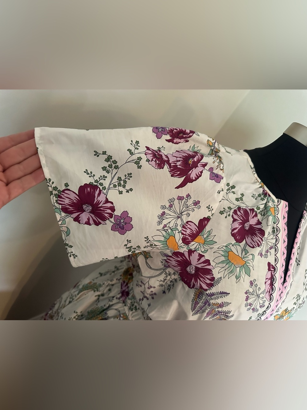 NWT Anthropologie Somerset 2x Floral Maxi Dress with Pink Trim Purple Accents - Picture 3 of 8